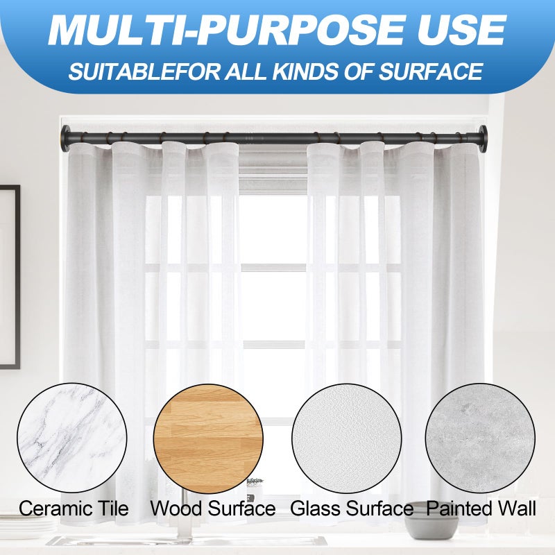 CorkLatta Black Shower Curtain Rod 31 to 92 Inch 1 Inch Diameter Adjustable Spring Tension Stainless Steel Telescoping Rod Easy Install No Rust - Image 5